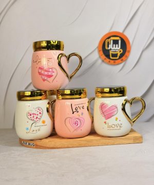 ماگ درب پیچی دسته قلبی LOVE کد 7567