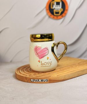 ماگ درب پیچی دسته قلبی LOVE کد 7567