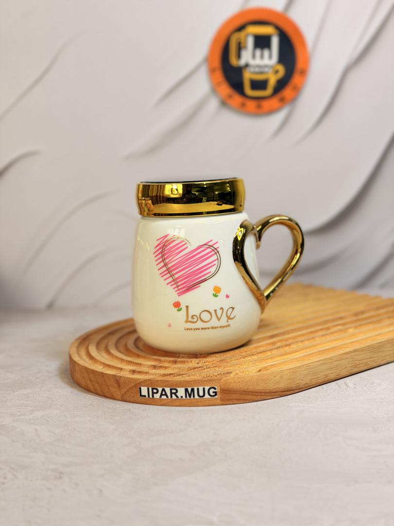 ماگ درب پیچی دسته قلبی LOVE کد 7567