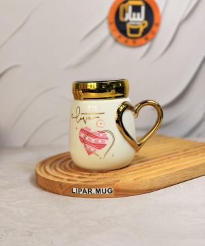 ماگ درب پیچی دسته قلبی LOVE کد 7567