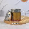 لیوان دمنوش پیرکس با صافی و درب استیل مد 7582