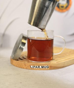 لیوان دمنوش پیرکس با صافی و درب استیل مد 7582