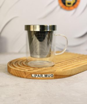 لیوان دمنوش پیرکس با صافی و درب استیل مد 7582