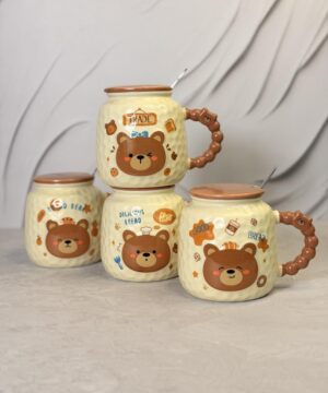 ماگ دسته توپی کرم قهوه ای تدی کد 7494