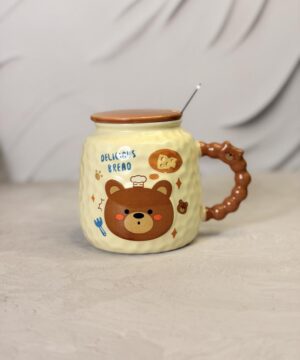 ماگ دسته توپی کرم قهوه ای تدی کد 7494