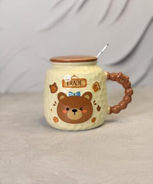 ماگ دسته توپی کرم قهوه ای تدی کد 7494