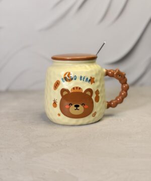 ماگ دسته توپی کرم قهوه ای تدی کد 7494