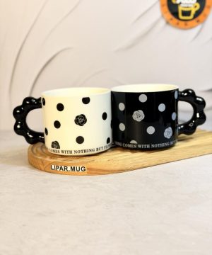 ماگ بدون درب دسته توپی گلدار کد 7614