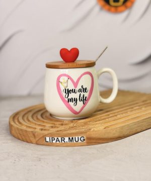 مینی ماگ طرح قلبی درب بامبو کد 7610