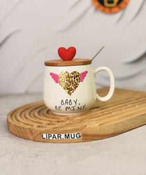 مینی ماگ طرح قلبی درب بامبو کد 7610