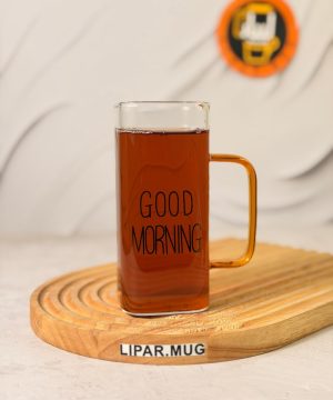 ماگ بلند پیرکس گودمورنینگ دسته رنگی بدون درب GOOD MORNING کد 7659