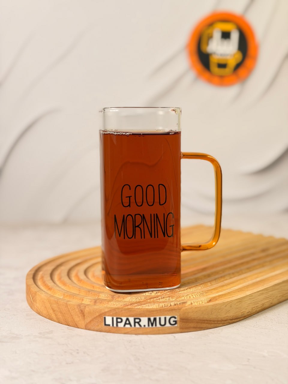 ماگ بلند پیرکس گودمورنینگ دسته رنگی بدون درب GOOD MORNING کد 7659