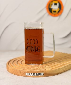 ماگ بلند پیرکس گودمورنینگ دسته رنگی بدون درب GOOD MORNING کد 7659