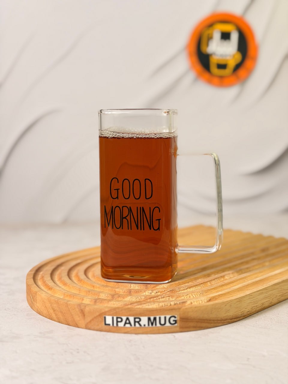 ماگ بلند پیرکس گودمورنینگ دسته رنگی بدون درب GOOD MORNING کد 7659