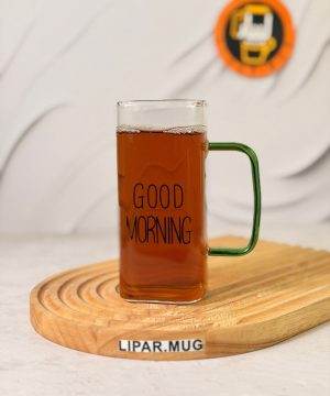 ماگ بلند پیرکس گودمورنینگ دسته رنگی بدون درب GOOD MORNING کد 7659