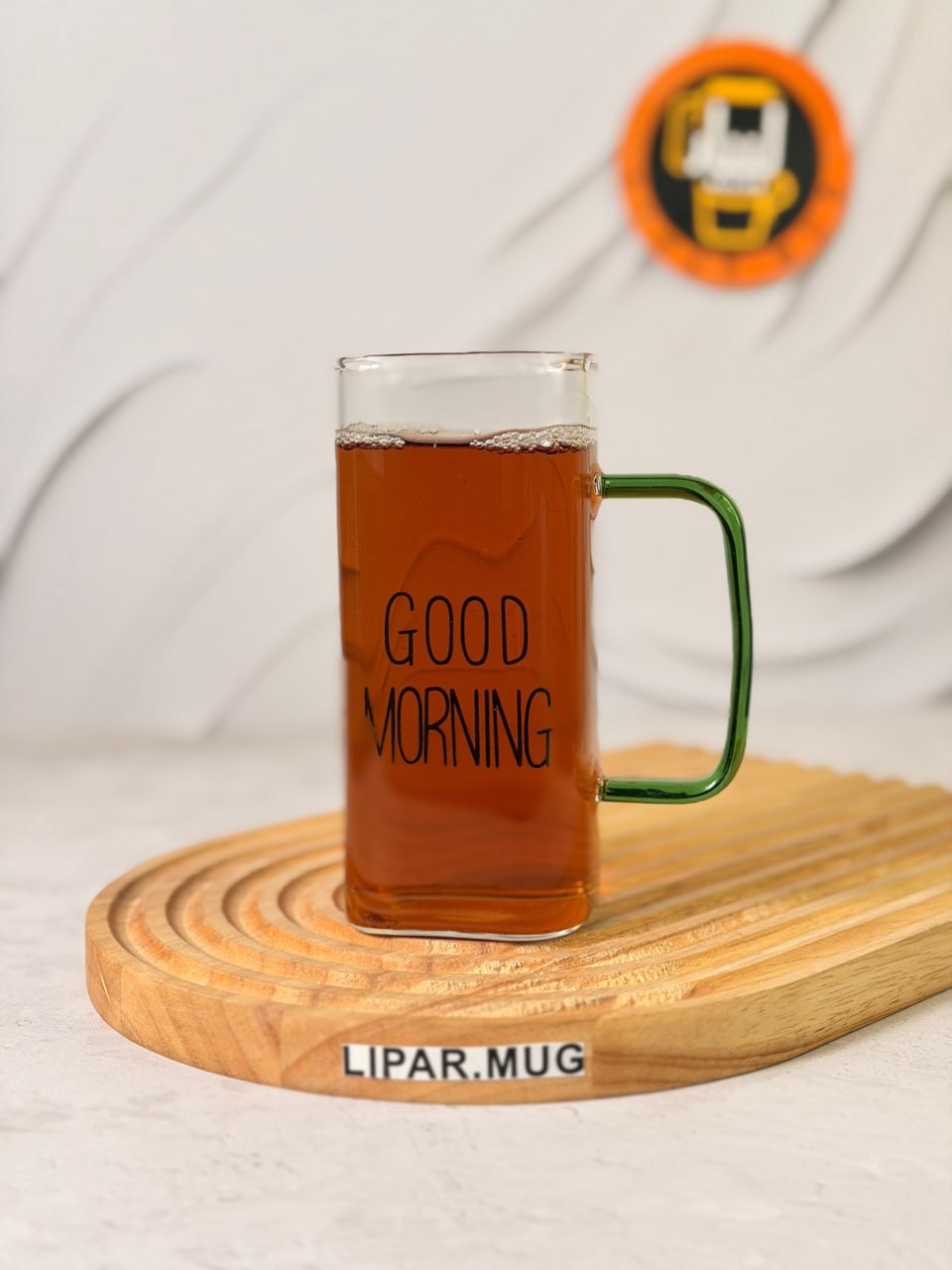 ماگ بلند پیرکس گودمورنینگ دسته رنگی بدون درب GOOD MORNING کد 7659