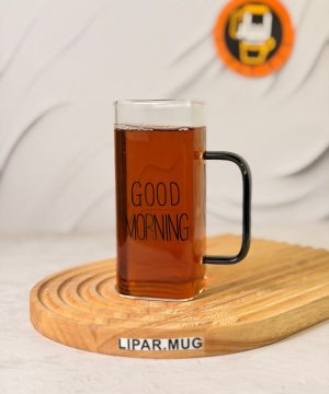 ماگ بلند پیرکس گودمورنینگ دسته رنگی بدون درب GOOD MORNING کد 7659