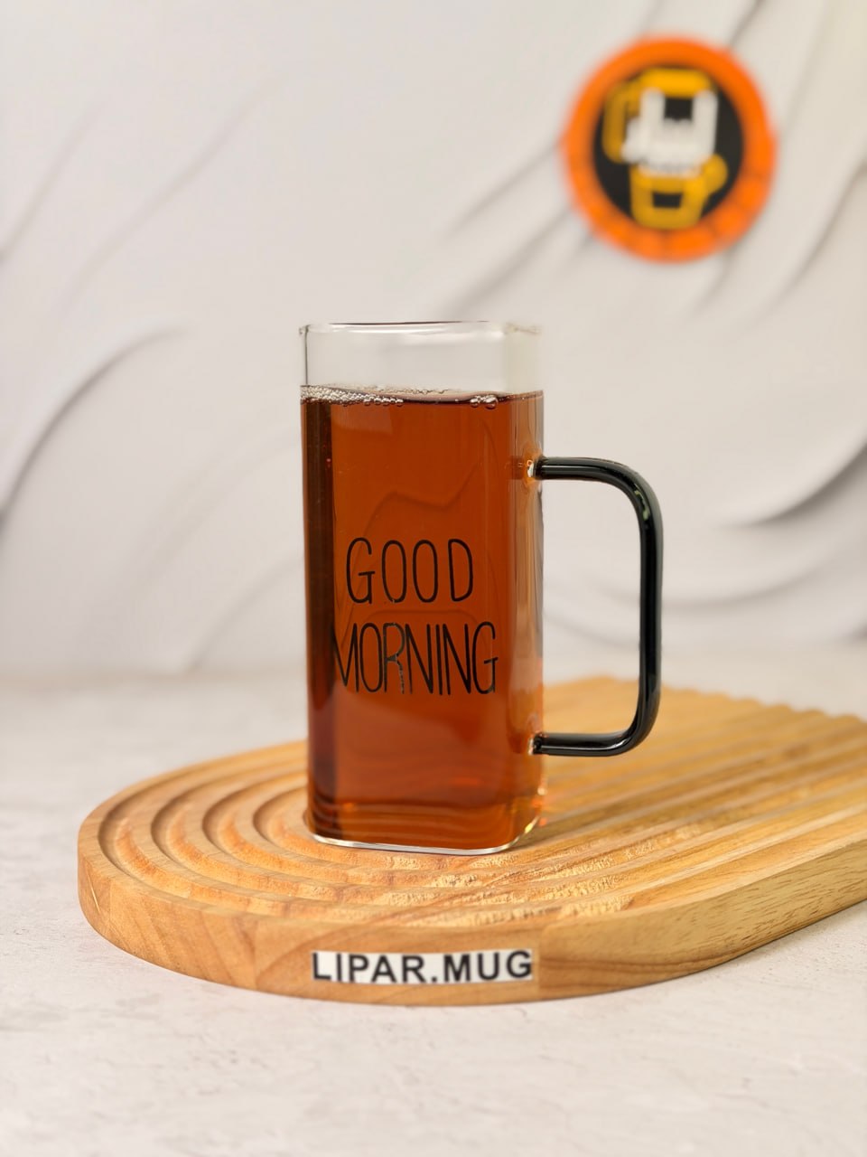 ماگ بلند پیرکس گودمورنینگ دسته رنگی بدون درب GOOD MORNING کد 7659