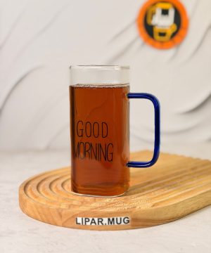 ماگ بلند پیرکس گودمورنینگ دسته رنگی بدون درب GOOD MORNING کد 7659