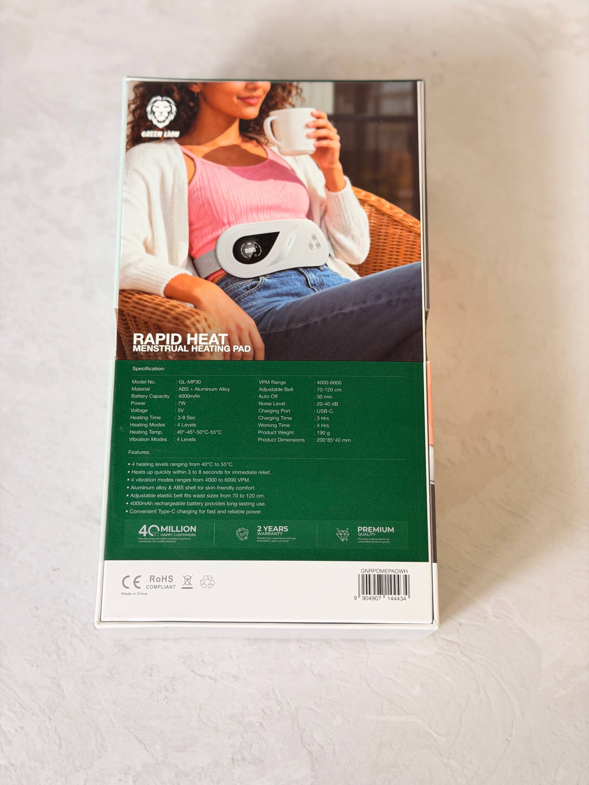 ماساژور قاعدگی گرین لاین GREEN LION مدل GL-MP30 گرم کننده و لرزشی کد 7693