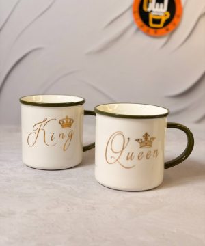 ماگ استوانه ای دسته رنگی king و Queen کد 7233