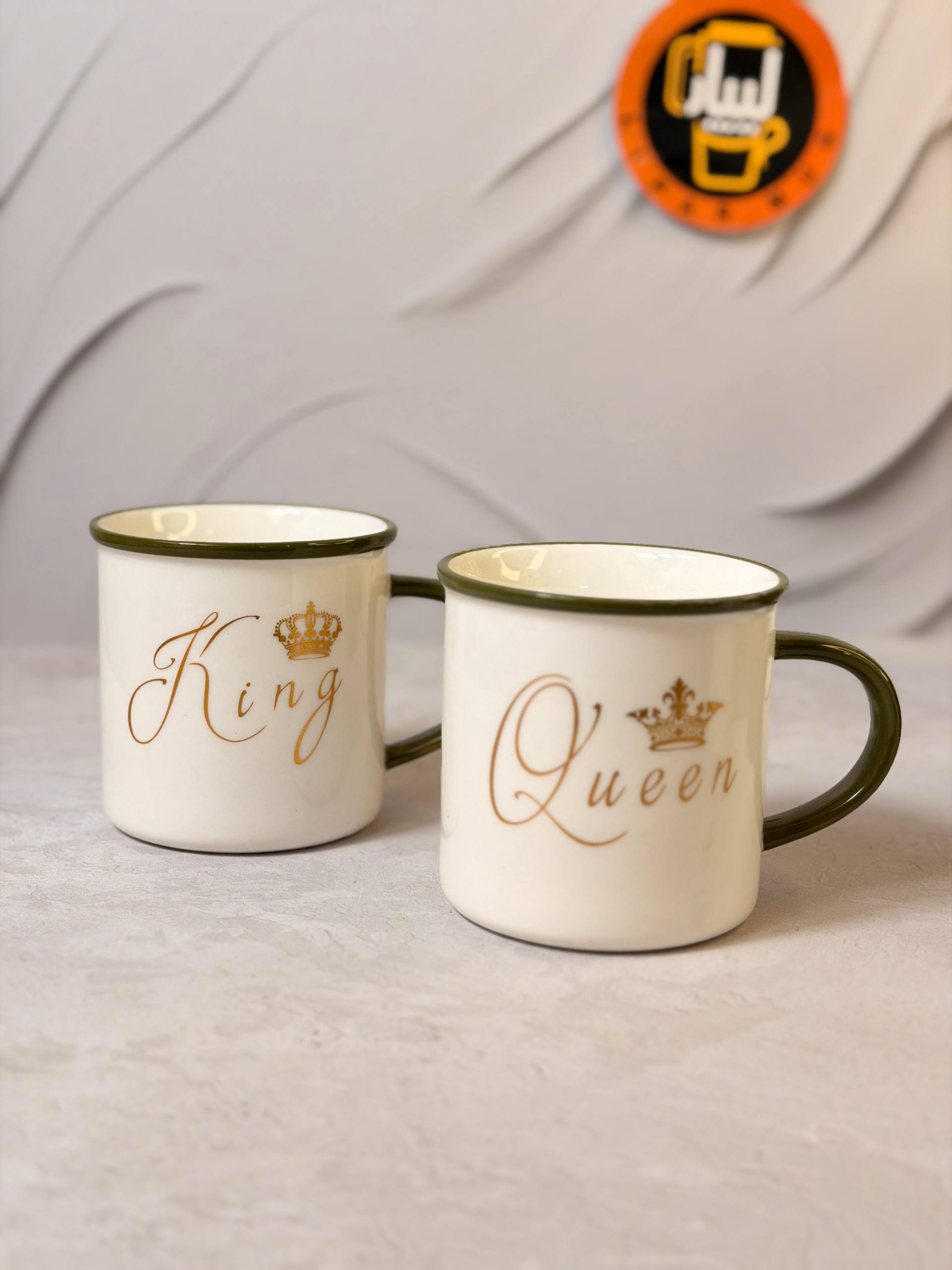 ماگ استوانه ای دسته رنگی king و Queen کد 7233