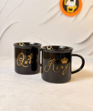 ماگ استوانه ای دسته رنگی king و Queen کد 7233