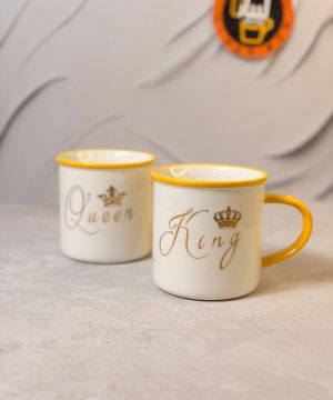 ماگ استوانه ای دسته رنگی king و Queen کد 7233